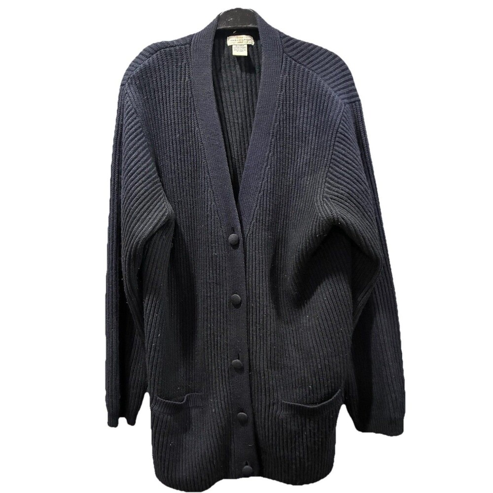 VTG Oversized Yarnworks Ribbed Knit Button Front Layering Cardigan Sweater XL
